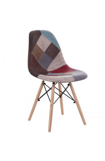 Καρέκλα CORYLOUS Patchwork Microfiber Ύφασμα/Ξύλο 51x46x82cm