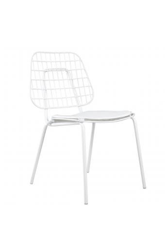 Καρέκλα Μεταλλική ArteLibre ALNUS Με Μαξιλάρι Λευκό 53x55x79cm