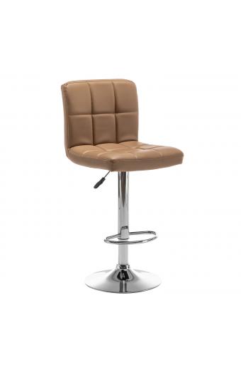 Σκαμπό Bar DIN Με Πλάτη Πτυσσόμενο Cappuccino PVC/Μέταλλο 44x50x92-113cm