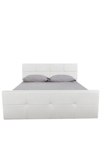 Κρεβάτι ArteLibre ANEMONE Λευκό PU Με Αποθηκευτικό Χώρο 217x170x100cm (Στρώμα 160x200cm)