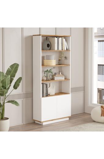 Βιβλιοθήκη ArteLibre BELMONT Πεύκο/Λευκό Μοριοσανίδα 75.5x26.8x168.3cm
