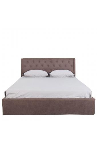 Κρεβάτι ArteLibre ASTER Σκούρο Καφέ Ύφασμα Με Αποθηκευτικό Χώρο 219x170x104cm (Στρώμα 160x200cm)