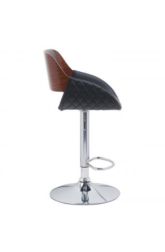 Σκαμπό Bar ArteLibre HAGEN Μαύρο/Καφέ Ξύλο/PU/Αλουμίνιο 52x51x89-110.5cm