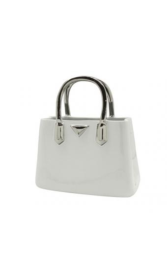 Βάζο Handbag "Milan" Κεραμικό Λευκό PU 24.5x11.5x25.5cm