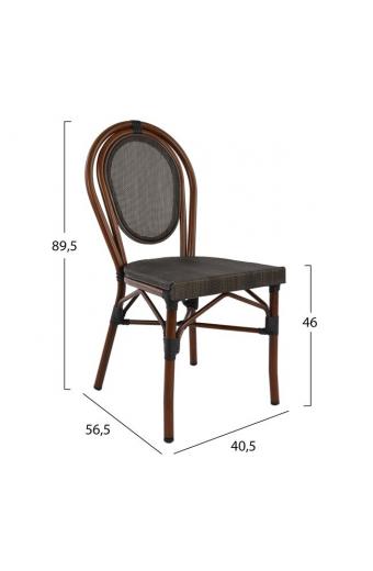 ΚΑΡΕΚΛΑ ΑΛΟΥΜΙΝΙΟΥ KASON BAMBOO LOOK ΚΑΦΕ ΜΕ TEXTLINE 40,5x56,5x89,5 εκ. HM5026