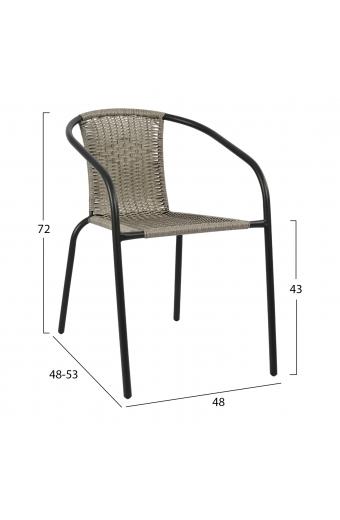 ΠΟΛΥΘΡΟΝΑ ΚΑΡΕΚΛΑ CAMEL HM5015.01 ΓΚΡΙ ΜΕΤΑΛΛΙΚΗ ΜΕ WICKER 48x48-53x72 εκ.