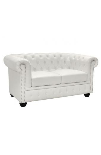 ΚΑΝΑΠΕΣ 2ΘΕΣΙΟΣ T.CHESTERFIELD HM3010.02 ΤΕΧΝΟΔΕΡΜΑ ΛΕΥΚΟ ΜΑΤ 155x90x73 εκ.