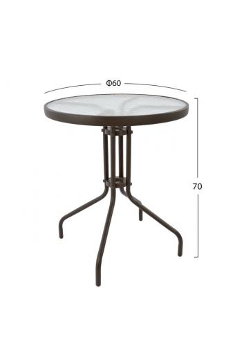 ΤΡΑΠΕΖΙ LIMA Φ60x70Υεκ. ΚΑΦΕ ΜΕΤΑΛΛΙΚΟ ΜΕ ΓΥΑΛΙΝΗ ΕΠΙΦΑΝΕΙΑ HM5079.02