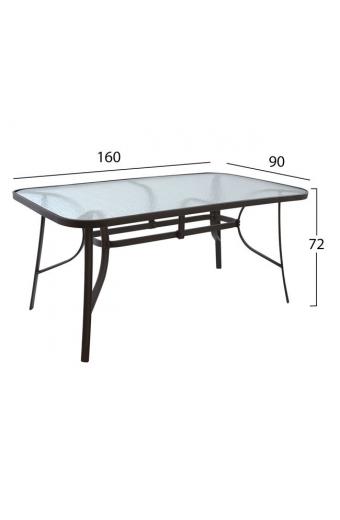 ΤΡΑΠΕΖΙ BRUNO 160Χ90Χ72Υεκ. ΜΕΤΑΛΛΙΚΟ ΚΑΦΕ ΜΕ ΓΥΑΛΙΝΗ ΕΠΙΦΑΝΕΙΑ HM5074.02