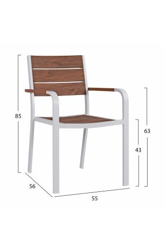 ΠΟΛΥΘΡΟΝΑ ΑΛΟΥΜΙΝΙΟΥ SAGA ΛΕΥΚΗ ΜΕ POLYWOOD HM5127.01 55x56x85Υ εκ.