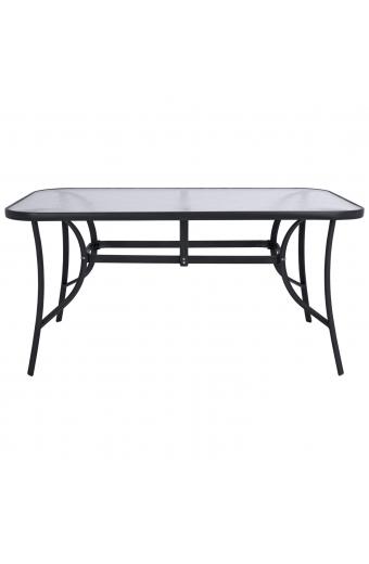 ΤΡΑΠΕΖΙ BRUNO 150X90Χ72Υεκ. ΓΚΡΙ ΜΕΤΑΛΛΙΚΟ ΜΕ ΓΥΑΛΙΝΗ ΕΠΙΦΑΝΕΙΑ HM5145.01