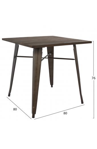 ΤΡΑΠΕΖΙ ΜΕΤΑΛΛΙΚΟ ΣΕ ΧΡΩΜΑ RUSTY ΚΑΙ ΞΥΛΟ HM0611.04 80x80x76εκ