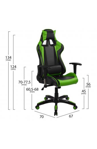 ΠΟΛΥΘΡΟΝΑ GAMING RACING HM1056.03 ΜΑΥΡΟ - ΠΡΑΣΙΝΟ PU 67x70x134 εκ.