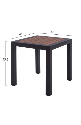 ΤΡΑΠΕΖΙ ΑΛΟΥΜΙΝΙΟΥ SABRA HM5403.02 ΓΚΡΙ ΜΕ POLYWOOD 45Χ45X45,5 εκ.