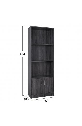 ΒΙΒΛΙΟΘΗΚΗ ΜΕΛΑΜΙΝΗΣ HAYDEN HM2269.01 ΣΕ ΑΝΘΡΑΚΙ ΧΡΩΜΑ 60x30x174 εκ.