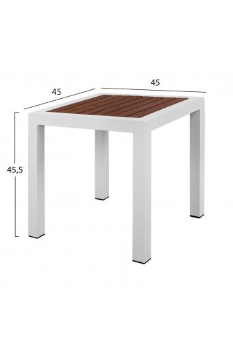 ΤΡΑΠΕΖΙ ΑΛΟΥΜΙΝΙΟΥ SABRA HM5403.01 ΛΕΥΚΟ ΜΕ POLYWOOD 45Χ45Χ45,5 εκ.