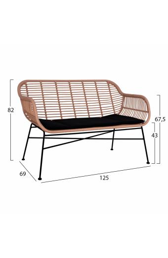 ΣΕΤ ΣΑΛΟΝΙ 4ΤΜΧ ALLEGRA HM5460 ΜΕΤΑΛΛΟ & WICKER ΣΕ ΜΠΕΖ ΧΡΩΜΑ