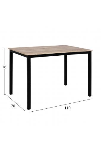 ΤΡΑΠΕΖΙ ΤΡΑΠΕΖΑΡΙΑΣ PANYA HM8332, 110X70Χ76 SONOMA, ΜΑΥΡΑ ΠΟΔΙΑ