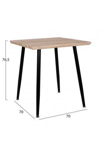 ΤΡΑΠΕΖΙ ΤΡΑΠΕΖΑΡΙΑΣ PALOMA HM8335.01, 70Χ70X76.5, SONOMA, ΜΑΥΡΑ ΠΟΔΙΑ