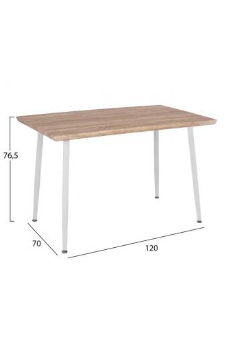 ΤΡΑΠΕΖΙ ΤΡΑΠΕΖΑΡΙΑΣ PALOMA HM8334.02, 120X70X76,5- SONOMA, ΛΕΥΚΑ ΠΟΔΙΑ