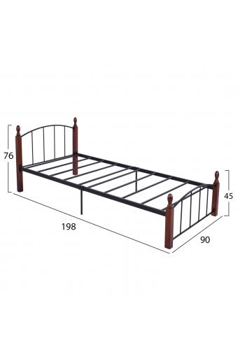 ΚΡΕΒΑΤΙ MAKAI ΜΕΤΑΛΛΟ ΞΥΛΟ ΚΑΡΥΔΙ ΣΤΡΩΜΑ 90X190 HM381