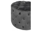 ΣΚΑΜΠΟ KASSIE  ΓΚΡΙ ΒΕΛΟΥΔΟ ΤΥΠΟΥ CHESTERFIELD HM8406.01 Φ60x43Υ εκ.