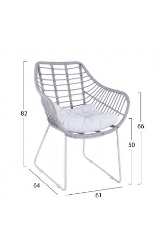 ΠΟΛΥΘΡΟΝΑ ΜΕΤΑΛΛΙΚΗ RADLEY ΑΣΠΡΟ ΜΑΤ & ΓΚΡΙ WICKER HM5300.02