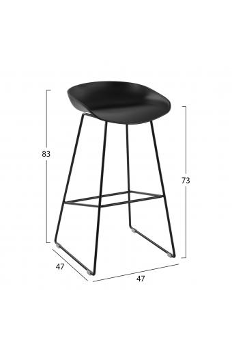 ΣΚΑΜΠΟ ΜΕΤΑΛΛΙΚΟ NAILA HM8450.02 ΜΕ ΚΑΘΙΣΜΑ PP ΜΑΥΡΟ 47x47x83 εκ.