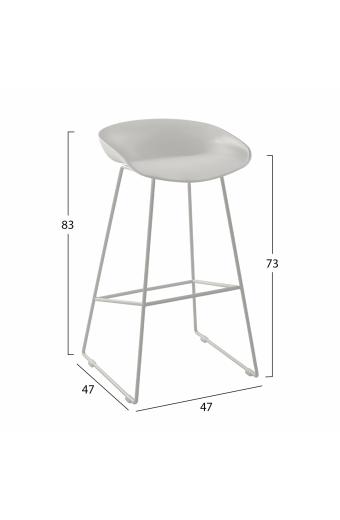 ΣΚΑΜΠΟ ΜΕΤΑΛΛΙΚΟ NAILA HM8450.01 ΜΕ ΚΑΘΙΣΜΑ PP ΛΕΥΚΟ 47x47x83 εκ.