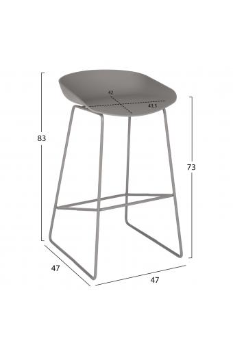ΣΚΑΜΠΟ ΜΕΤΑΛΛΙΚΟ NAILA HM8450.10 ΜΕ ΚΑΘΙΣΜΑ PP ΓΚΡΙ 47x47x83 εκ.