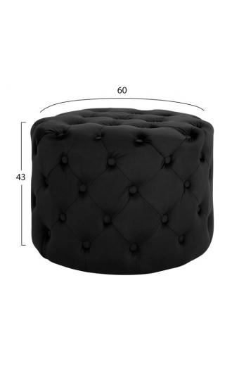 ΣΚΑΜΠΟ KASSIE ΜΑΥΡΟ ΒΕΛΟΥΔΟ ΤΥΠΟΥ CHESTERFIELD HM8406.04 Φ60x43Υ εκ.