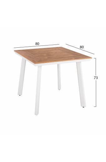 ΤΡΑΠΕΖΙ ΑΛΟΥΜΙΝΙΟΥ TABER ΛΕΥΚΟ ΜΕ ΕΠΙΦΑΝΕΙΑ POLYWOOD HM5563.01 80x80x73Υ ΕΚ.