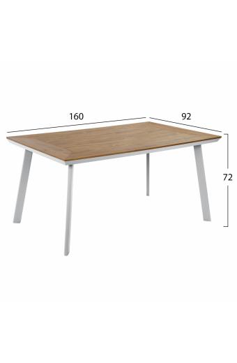 ΤΡΑΠΕΖΙ ΑΛΟΥΜΙΝΙΟΥ TABER ΜΕ POLYWOOD HM5132.11 ΛΕΥΚΟ 160x92x72