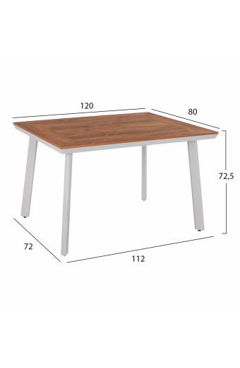 ΤΡΑΠΕΖΙ ΑΛΟΥΜΙΝΙΟΥ TABER ΜΕ POLYWOOD ΛΕΥΚΟ 120x80x72,5Υ εκ. HM5562.01