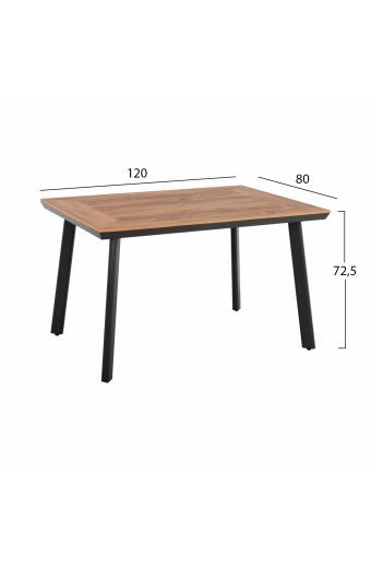 ΤΡΑΠΕΖΙ ΑΛΟΥΜΙΝΙΟΥ TABER ΑΝΘΡΑΚΙ ΜΕ ΕΠΙΦΑΝΕΙΑ POLYWOOD HM5562.02 120x80x72,5Υ ΕΚ.
