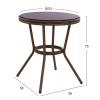 ΤΡΑΠΕΖΙ ΑΛΟΥΜΙΝΙΟΥ MOSES Φ70x76 εκ. BAMBOO LOOK HM5532.03 ΚΑΦΕ ΜΕ ΓΥΑΛΙ