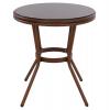 ΤΡΑΠΕΖΙ ΑΛΟΥΜΙΝΙΟΥ MOSES Φ70x76 εκ. BAMBOO LOOK HM5532.03 ΚΑΦΕ ΜΕ ΓΥΑΛΙ
