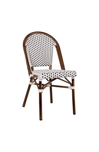 ΚΑΡΕΚΛΑ BISTRO ΑΛΟΥΜΙΝΙΟΥ BAMBOO LOOK ΜΕ ΛΕΥΚΟ-ΜΑΥΡΟ RATTAN HM5566.01 45x54x90Υεκ.