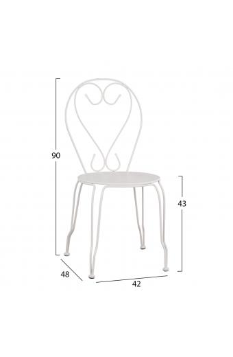 ΚΑΡΕΚΛΑ ΜΕΤΑΛΛΙΚΗ AMORE ΛΕΥΚΗ 42x48x90 εκ. HM5007.12