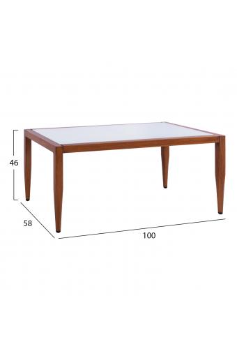 ΤΡΑΠΕΖΙ MEIR ΣΑΛΟΝΙΟΥ ΑΛΟΥΜΙΝΙΟΥ BAMBOO LOOK ΜΕ ΓΥΑΛΙ 100Χ58Χ46 HM5551.01