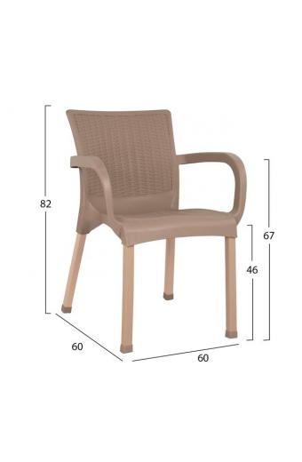 ΠΟΛΥΘΡΟΝΑ ΠΟΛΥΠΡΟΠΥΛΕΝΙΟΥ RATTAN ΠΟΔΙ ALU HM5591.02 ΚΑΠΟΥΤΣΙΝΟ 60x60x82 cm