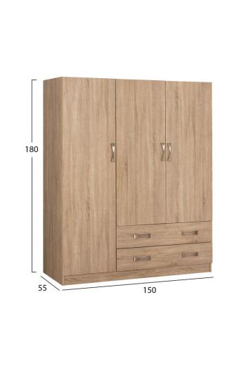 ΝΤΟΥΛΑΠΑ 3ΦΥΛΛΗ CARLY HM384.02 ΜΕ ΔΥΟ ΣΥΡΤΑΡΙΑ SONAMA 150X55Χ180Υεκ.