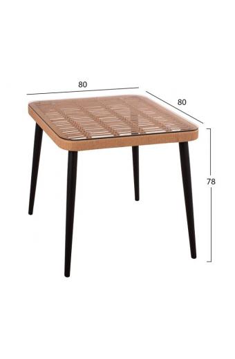 ΣΕΤ 3ΤΜΧ ALLEGRA WICKER ΜΕ ΤΡΑΠΕΖΙ 80X80Χ78Υ ΜΠΕΖ & ΜΑΥΡΟ ΧΡΩΜΑ HM10481