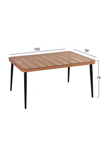 ΣΕΤ 7ΤΜΧ ALLEGRA WICKER ΜΕ ΤΡΑΠΕΖΙ 160X90X78Υ ΜΠΕΖ & ΜΑΥΡΟ ΧΡΩΜΑ HM10496
