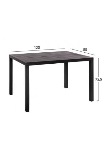 ΣΕΤ 5ΤΜΧ HM10525 ΜΕ ΤΡΑΠΕΖΙ ΑΛΟΥΜΙΝΙΟΥ ΑΝΘΡΑΚΙ 120Χ80Χ75.5Υ & 4 ΠΟΛΥΘΡΟΝΕΣ LEON ΓΚΡΙ