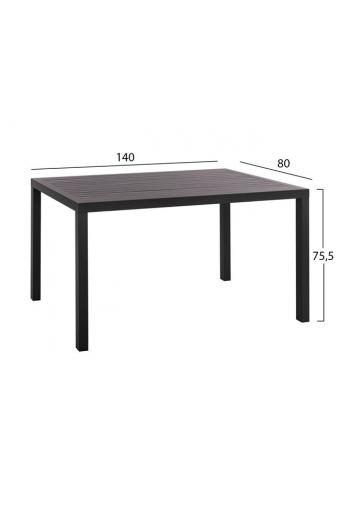 ΣΕΤ 5ΤΜΧ HM10531 ΤΡΑΠΕΖΙ ΑΛΟΥΜΙΝΙΟΥ 140Χ80Χ75,5Y & 4 ΠΟΛΥΘΡΟΝΕΣ LEON ΜΕΤΑΛΛΙΚΕΣ ΓΚΡΙ