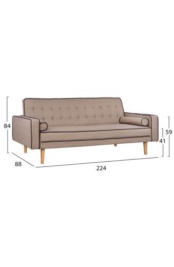 ΚΑΝΑΠΕΣ ΚΡΕΒΑΤΙ SALVADOR HM3150.02 ΜΠΕΖ ΜΕ 2 ΠΛΑΙΝΑ ΜΑΞΙΛΑΡΙΑ 224X88X84Y εκ.