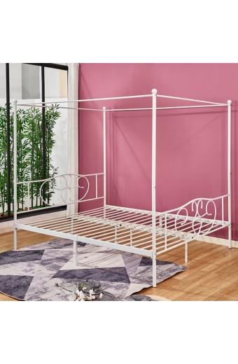 ΚΡΕΒΑΤΙ ΜΕΤΑΛΛΙΚΟ LALITA ΜΕ ΟΥΡΑΝΟ ΓΙΑ ΣΤΡΩΜΑ 160x200 εκ., ΛΕΥΚΟ, HM573.02