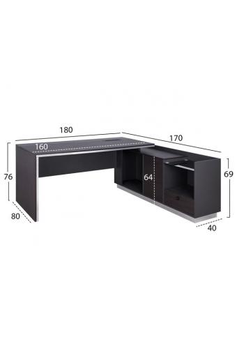 ΓΡΑΦΕΙΟ ΕΠΑΓΓΕΛΜΑΤΙΚΟ ΔΕΞΙΑ ΓΩΝΙΑ ROSEWOOD HM2086R 180X170X76Υ εκ.