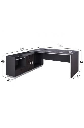 ΓΡΑΦΕΙΟ ΕΠΑΓΓΕΛΜΑΤΙΚΟ ΑΡΙΣΤΕΡΗ ΓΩΝΙΑ ROSEWOOD HM2086L 180X170X76Υ εκ.